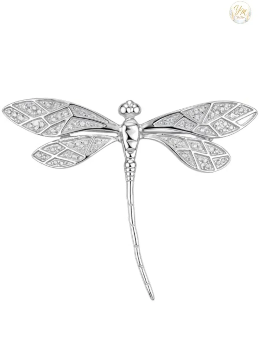 925 Sterling Silver Dragonfly Brooch Pin for Women - 50mm x 38mm Gift